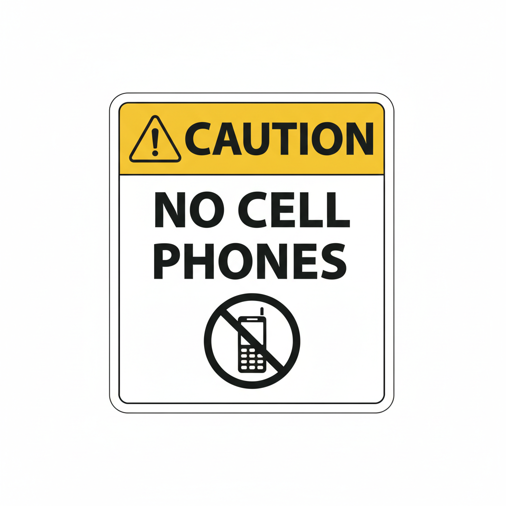 caution-no-cell-phones Sign | 24" x 36" | 030 Magnetic