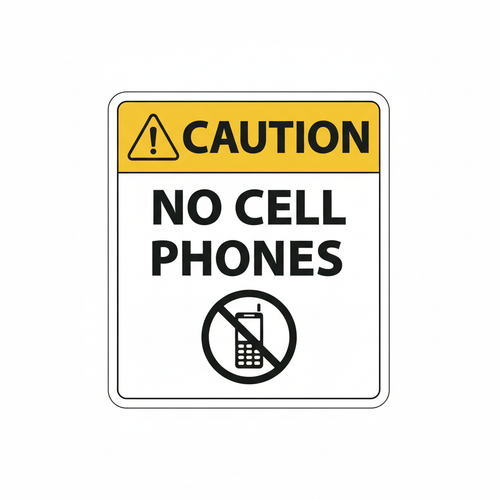 caution-no-cell-phones Sign | 24" x 36" | 030 Magnetic