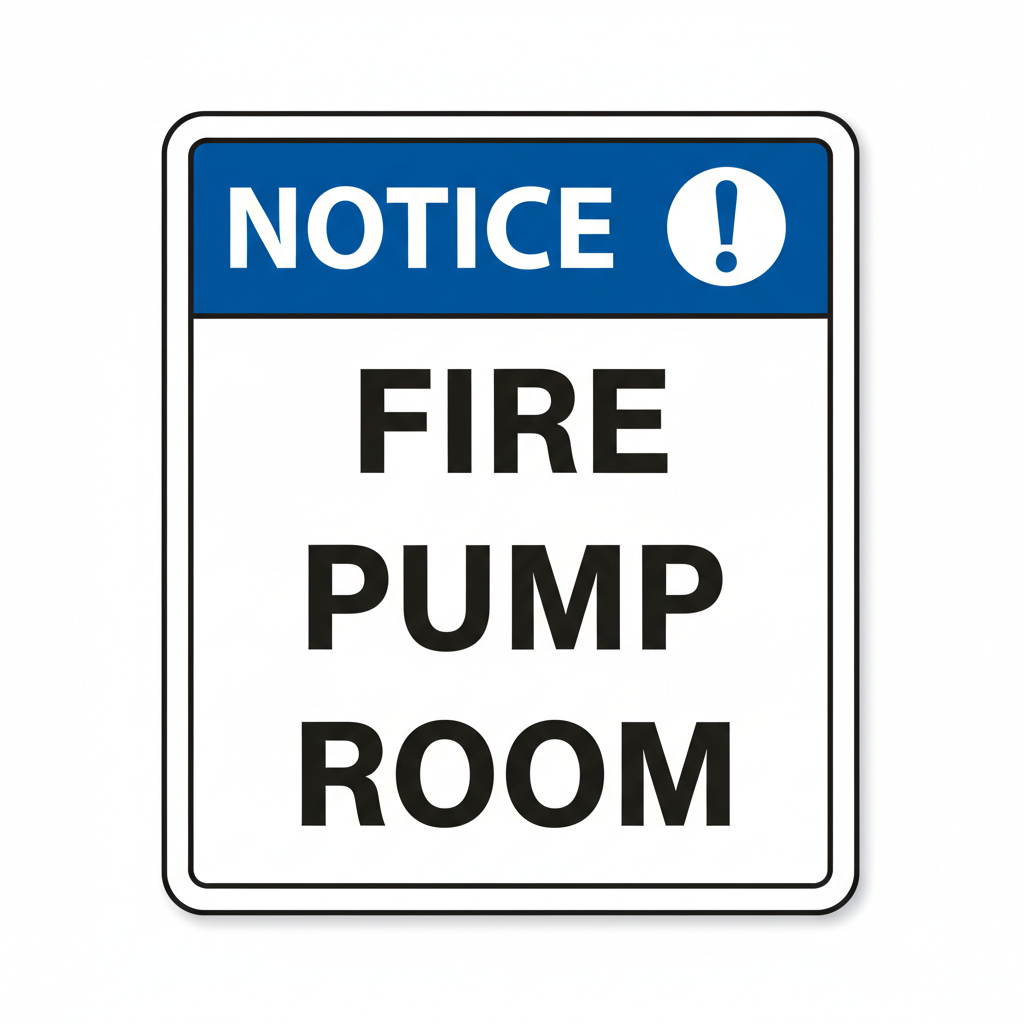 notice-fire-pump-room Sign | 24" x 36" | 030 Magnetic