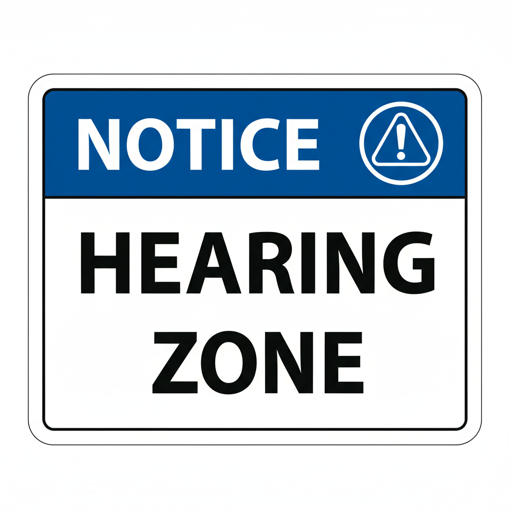 notice-hearing-zone Sign | 24" x 36" | 030 Magnetic