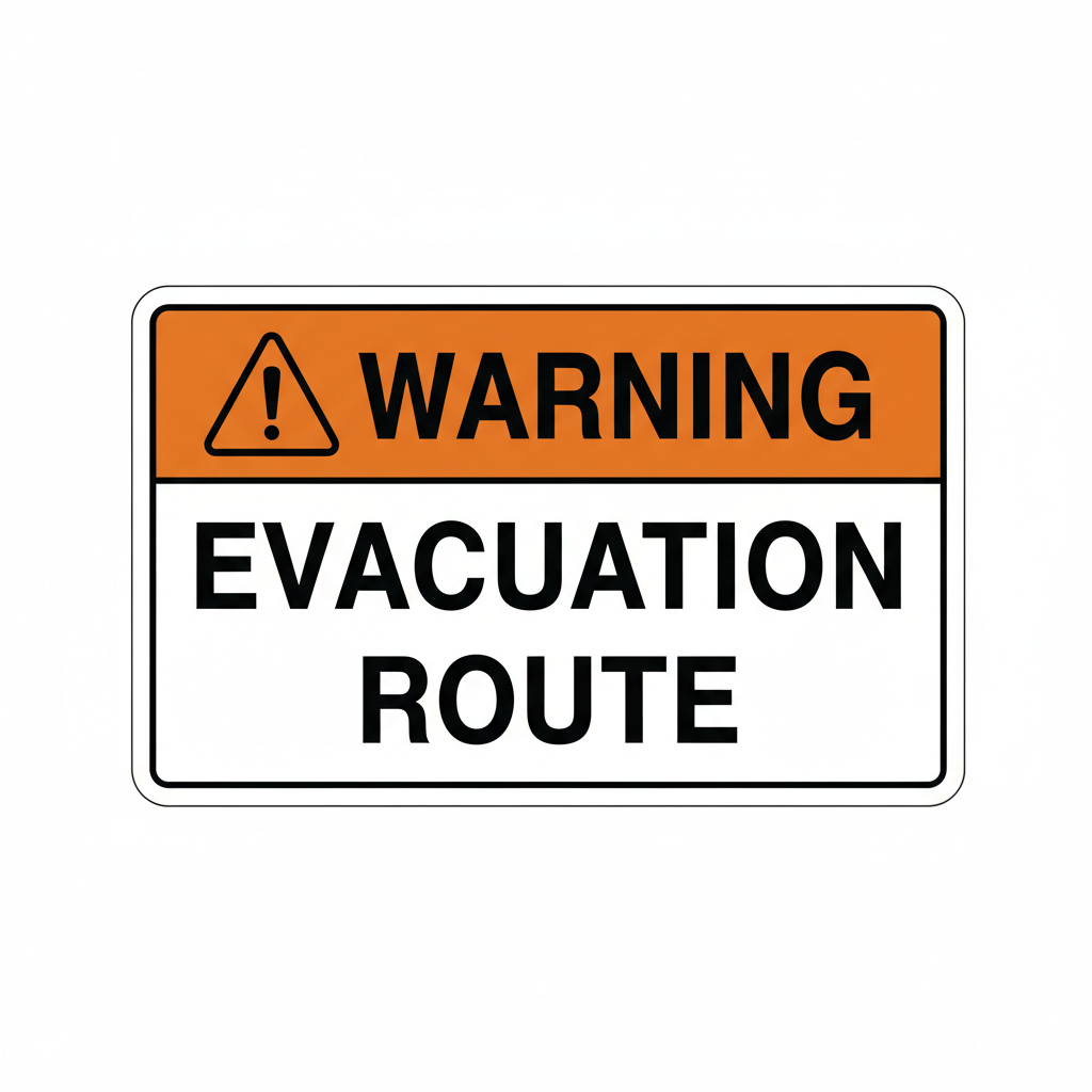 warning-evacuation-route Sign | 24" x 36" | 030 Magnetic