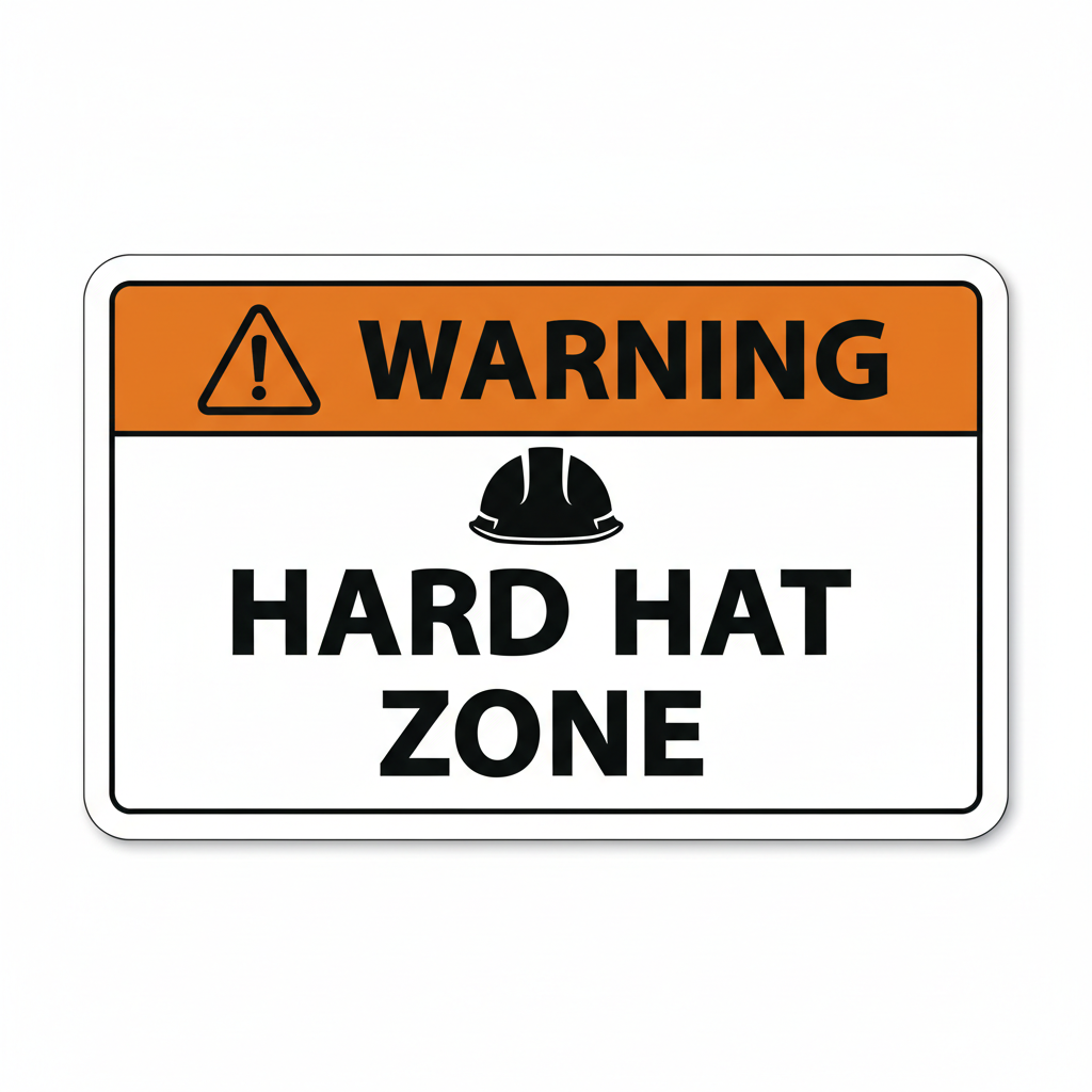 warning-hard-hat-zone Sign | 24" x 36" | 030 Magnetic
