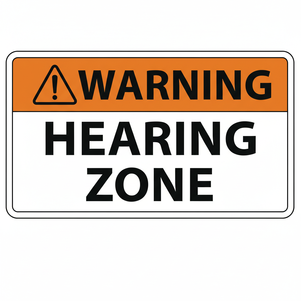 warning-hearing-zone Sign | 24" x 36" | 030 Magnetic