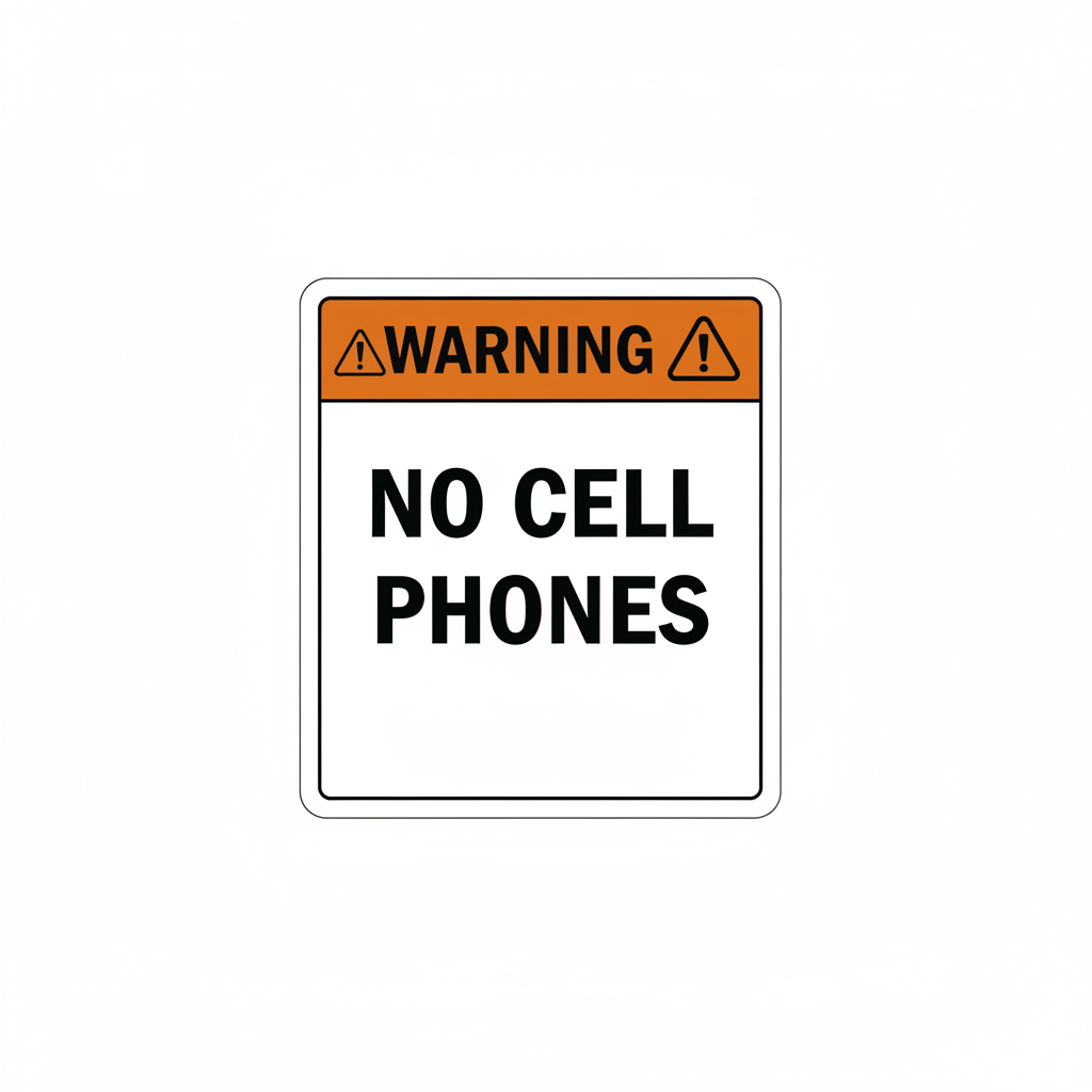 warning-no-cell-phones Sign | 24" x 36" | 030 Magnetic